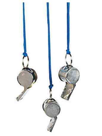 WHISTLE: METAL W/ BLUE STRING