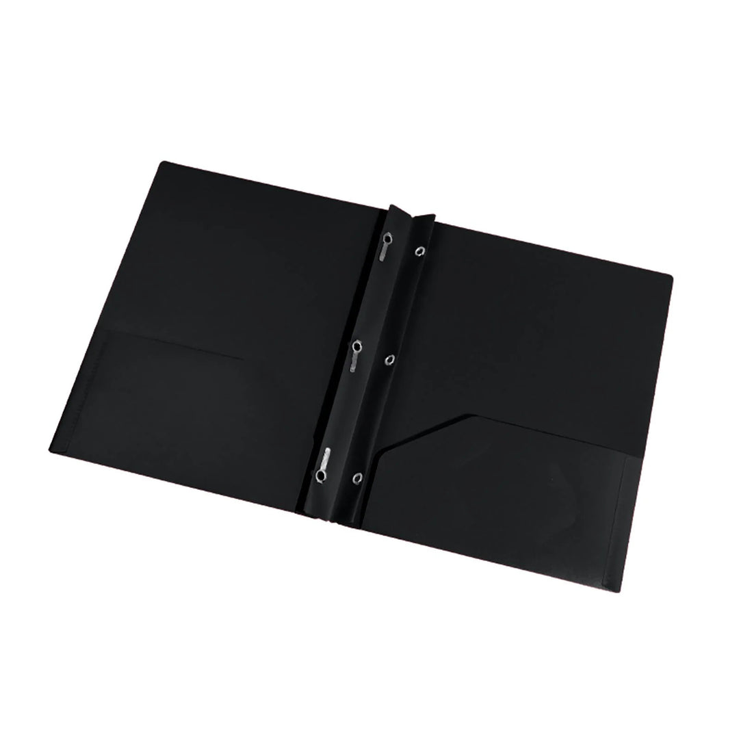 ISCHOLAR 2 POCKET PAPER FOLDER PORTFOLIO WITH PRONGS BLACK