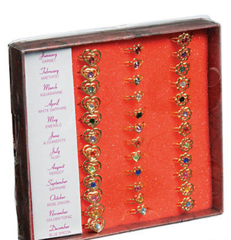 RING: HEART AND FLOWER BIRTHSTONE