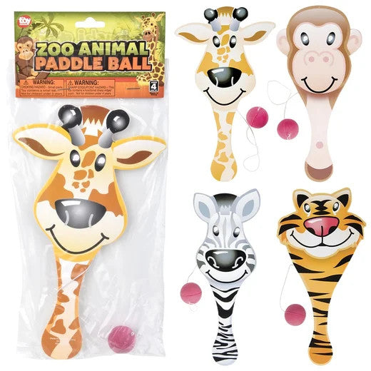 PADDLEBALL - 9" ZOO ANIMALS 1 PIECE