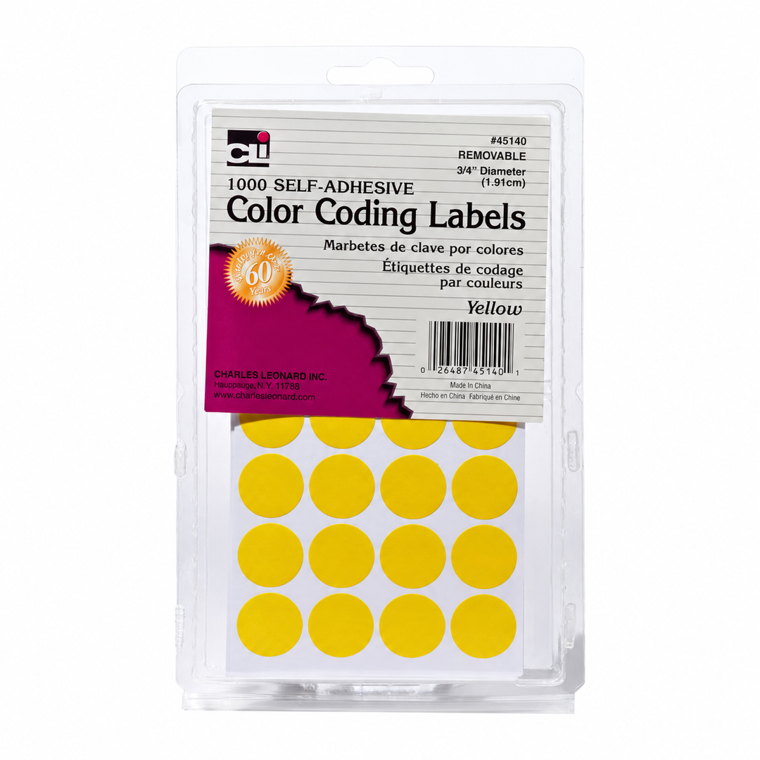 Yellow round color-coding labels, 1000 pack