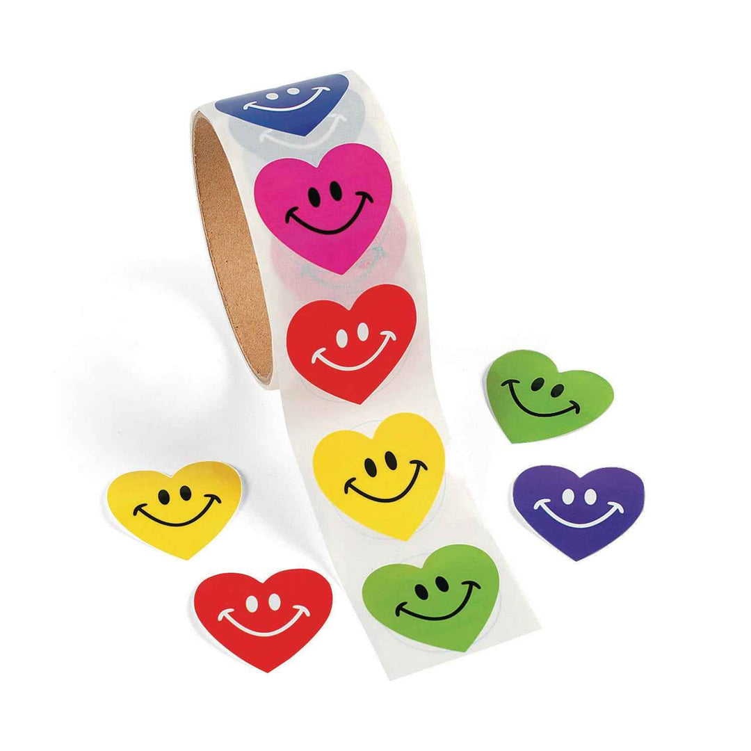 STICKERS ROLL: HEART SMILE 100 STICKERS
