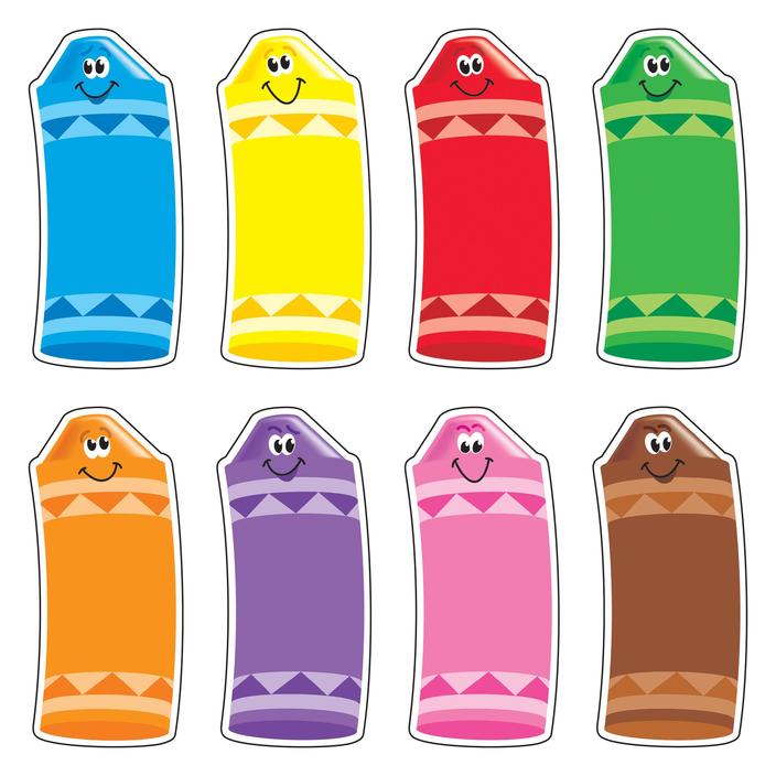 CUT-OUTS: CRAYONS ASSORTED COLORS  6" 72 PACK