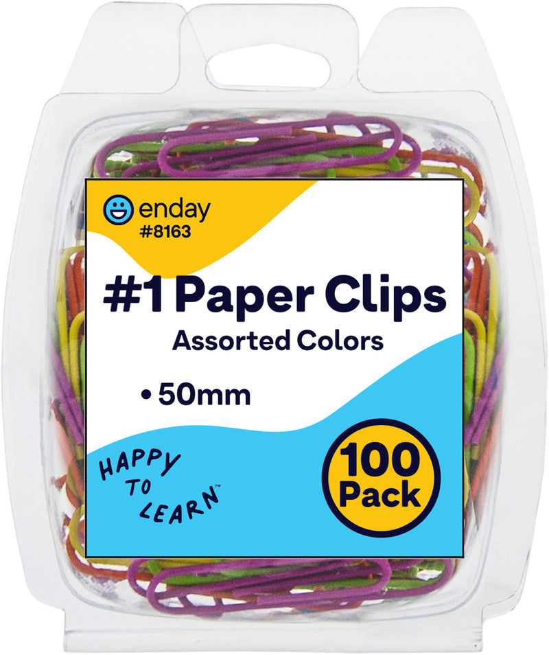 PAPER CLIPS: JUMBO, 2"  ASSORTED COLORS - 100 PACK