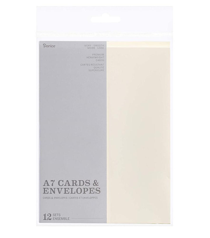 BLANK CARD &amp; ENVELOPE: IVORY 5"X7" - 12 SETS