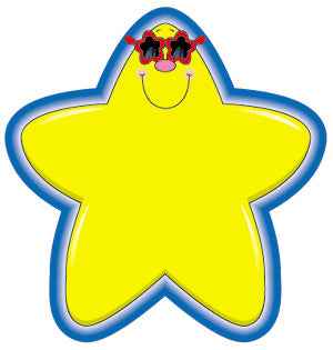 CUT-OUTS: YELLOW STARS SMILE 5.25"X5.25" 36 PACK