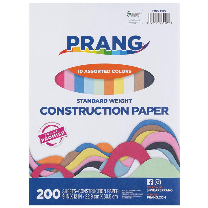 Assorted Colors Medium Weight Construction Paper 9"x12"